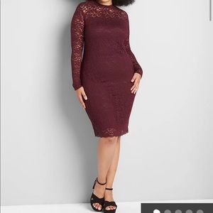 Open-back burgundy lace dress